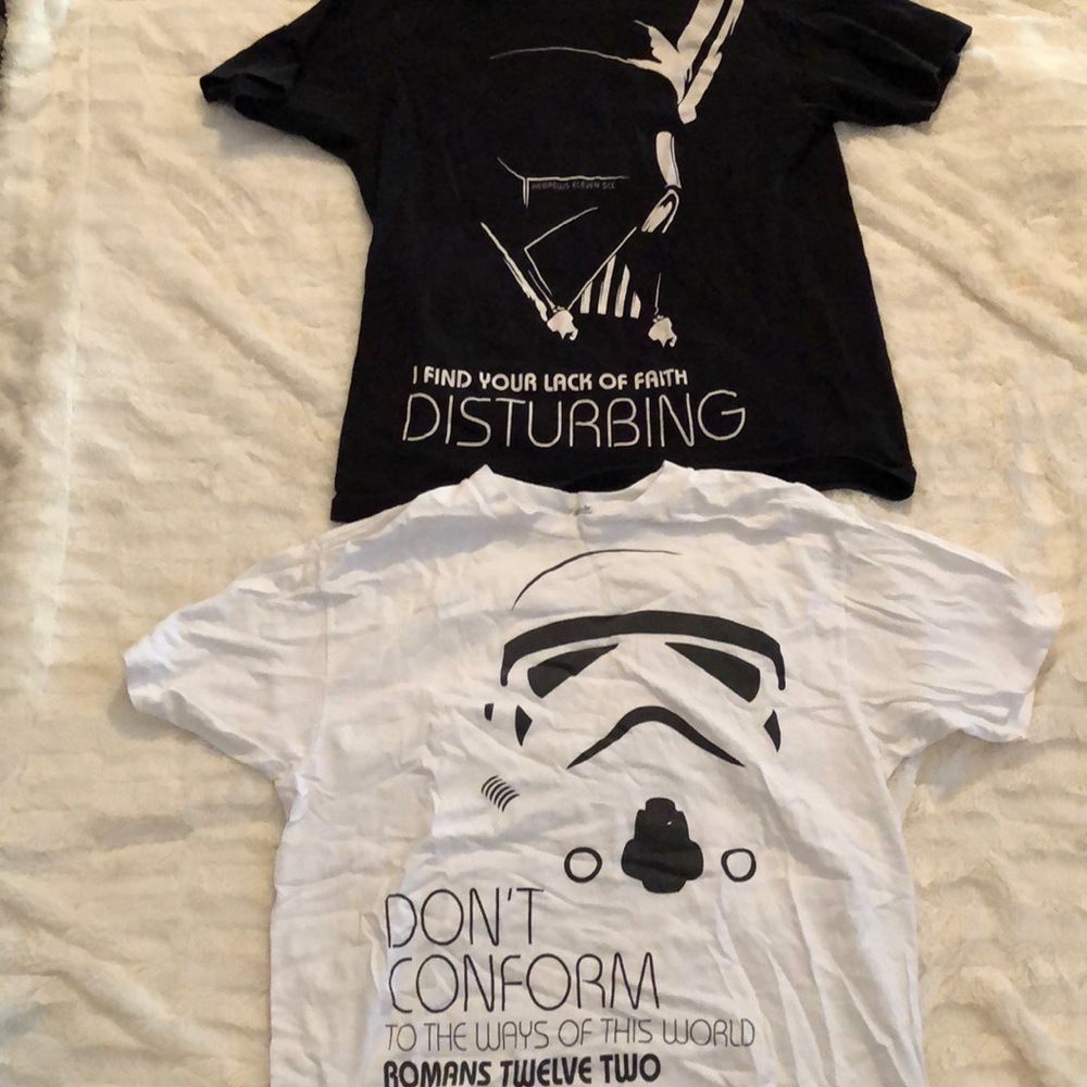 Lot of two Christian Star Wars T-shirts